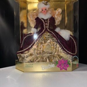 Mattel Barbie Collector Holiday Doll in Burgundy and Gold